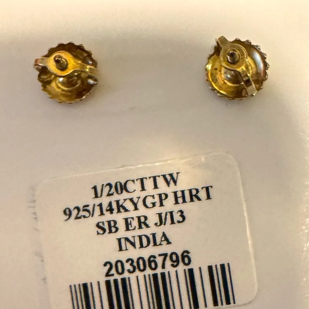 Kids Diamond Accent Heart Stud Earrings in Sterling Silver and 14K Gold plate